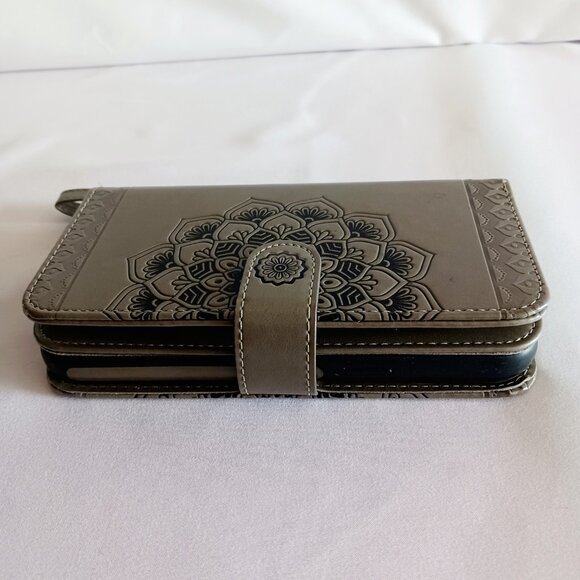 Gray Faux Leather iPhone 13 Pro Max Wallet Case - Picture 9 of 10